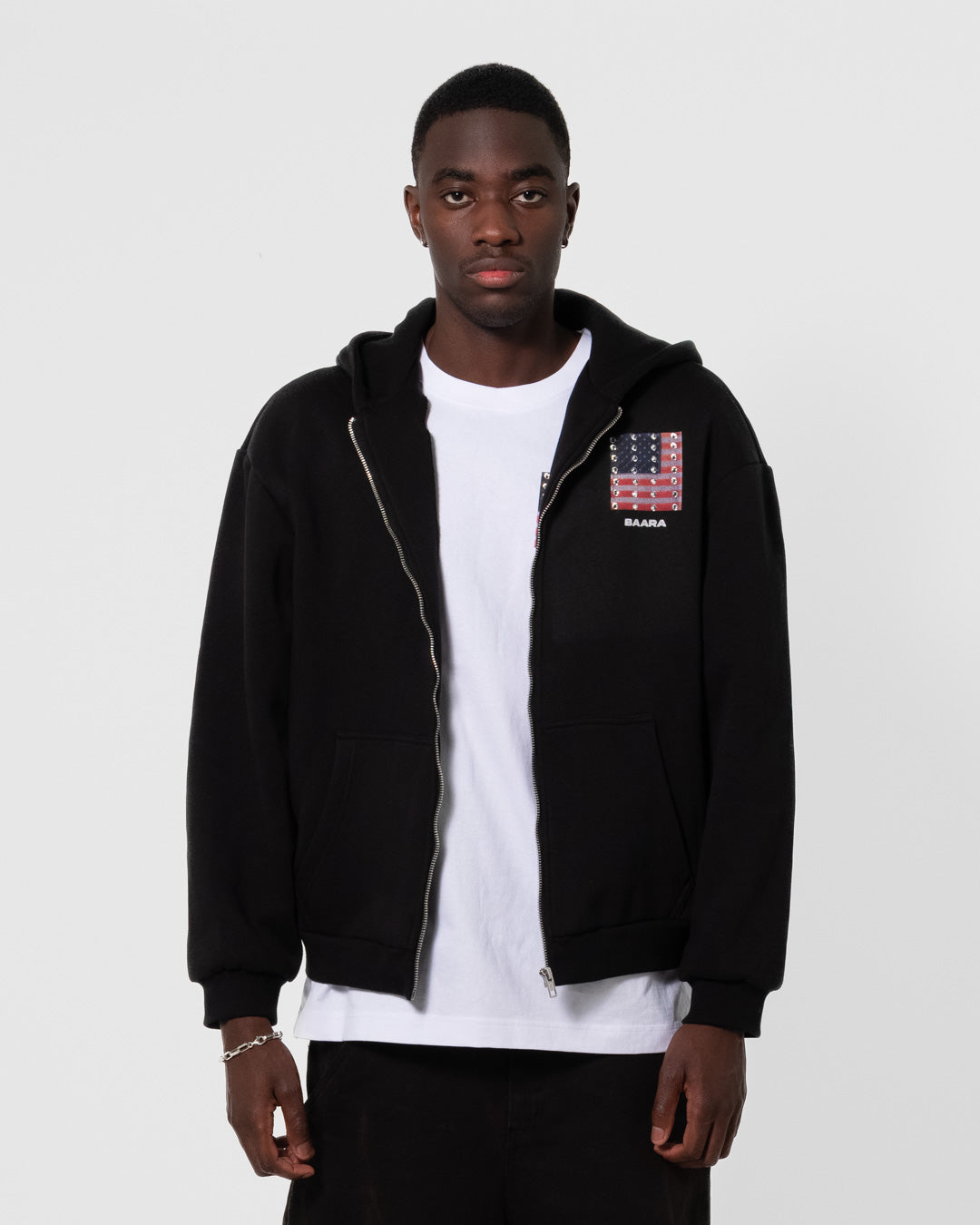BAARA SS25 - MURICA BLACK ZIPPER HOODIE