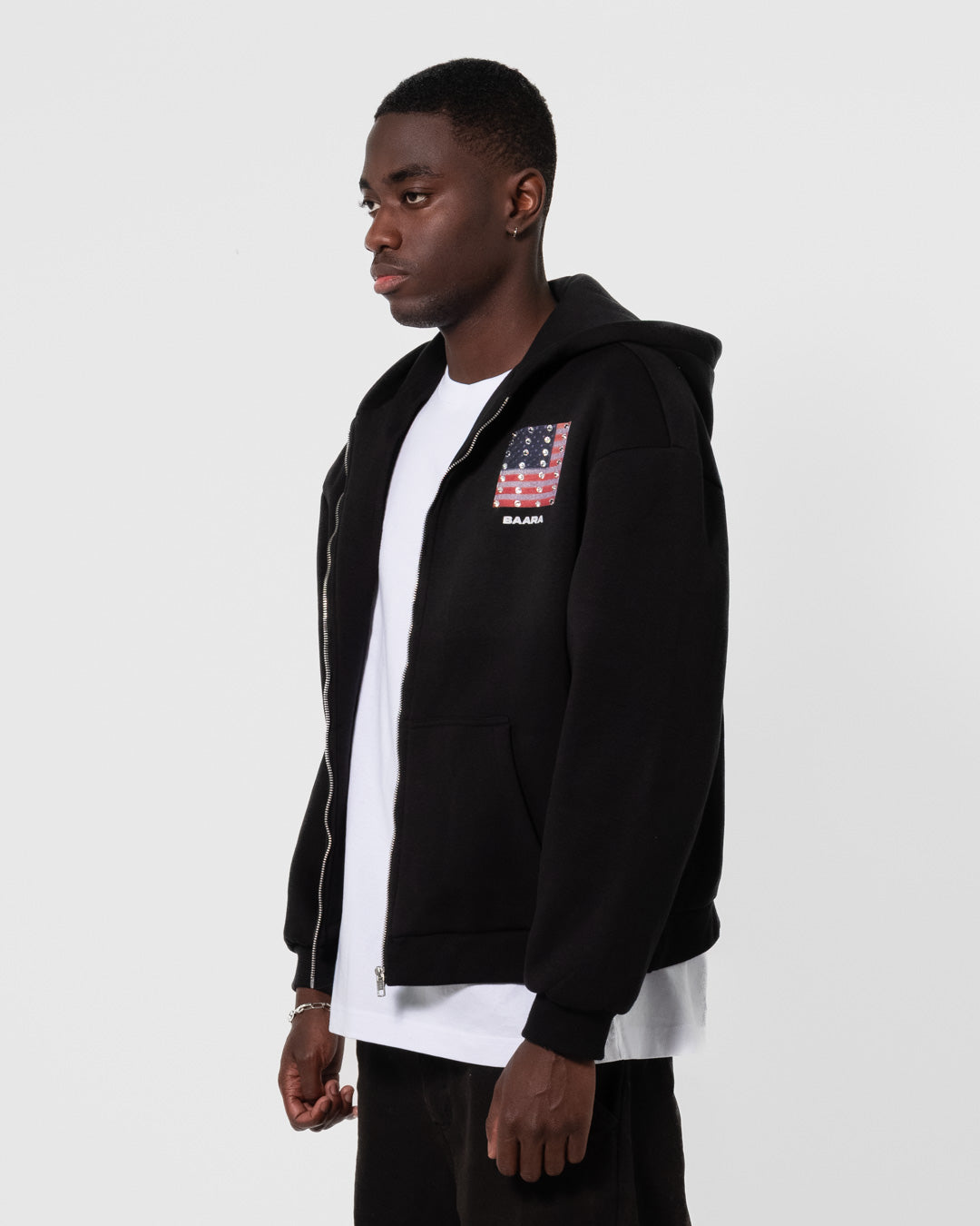 BAARA SS25 - MURICA BLACK ZIPPER HOODIE