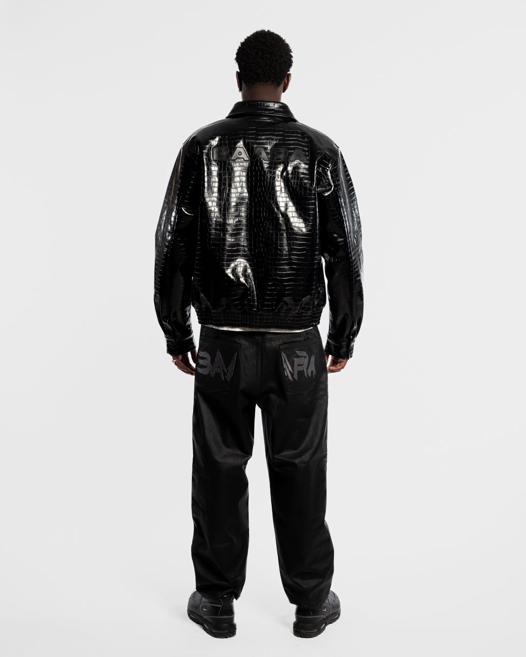 BAARA FW25 - BLACK CROCODILE LEATHER JACKET