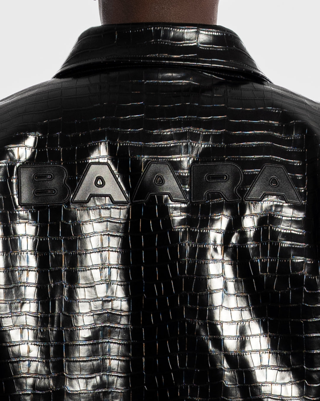 BAARA FW25 - BLACK CROCODILE LEATHER JACKET