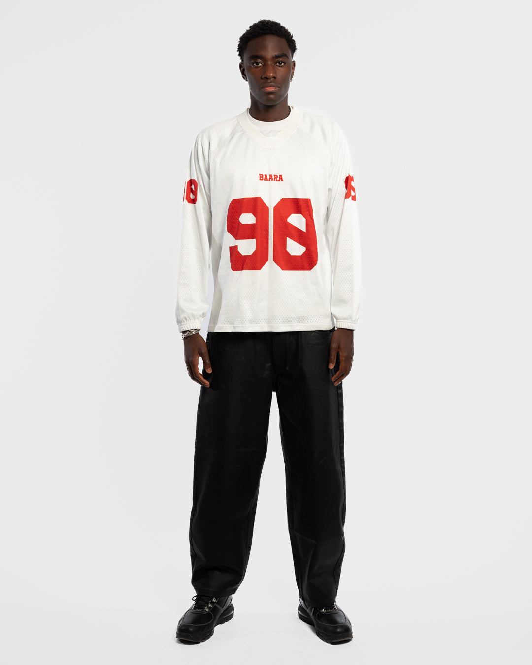 BAARA FW25 - WHITE LONGSLEEVE MESH JERSEY