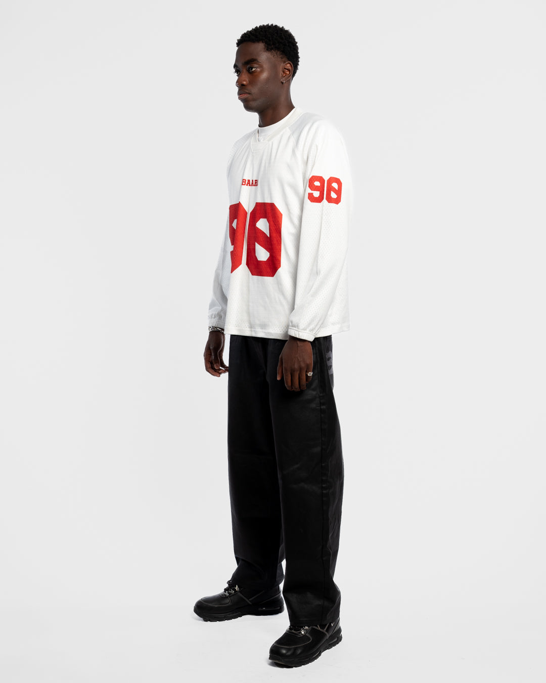 BAARA FW25 - WHITE LONGSLEEVE MESH JERSEY