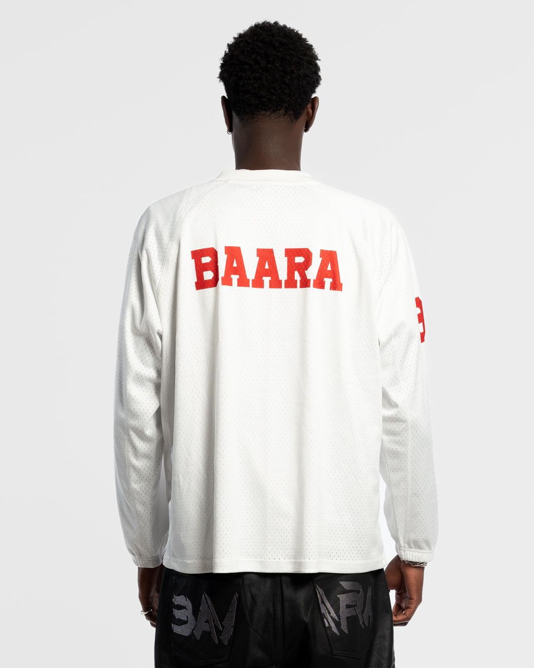 BAARA FW25 - WHITE LONGSLEEVE MESH JERSEY
