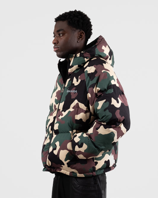 BAARA FW25 - DOUBLE SIDED CAMO PUFFER JACKET