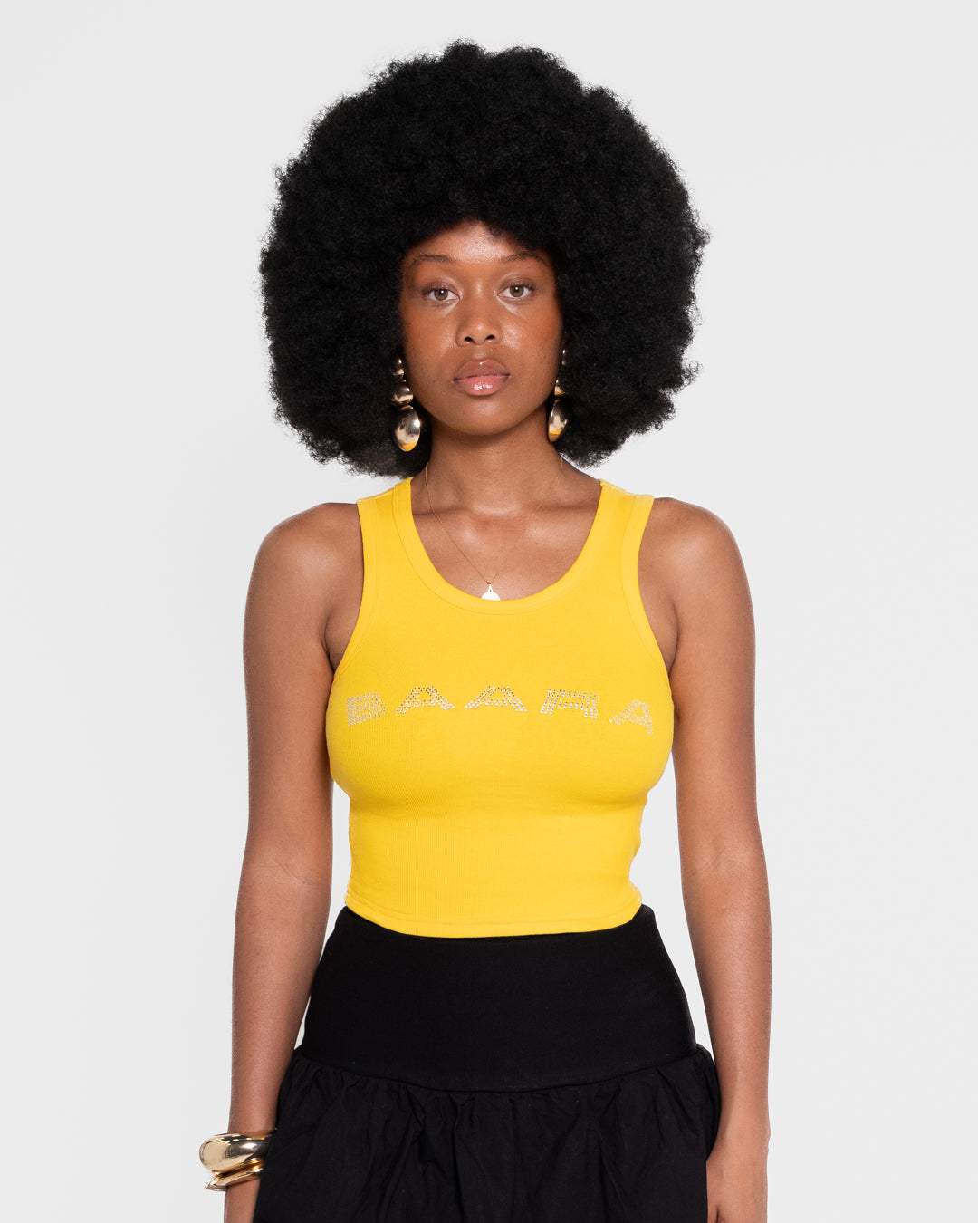 BAARA SS25 - RHINESTONE YELLOW TANK TOP