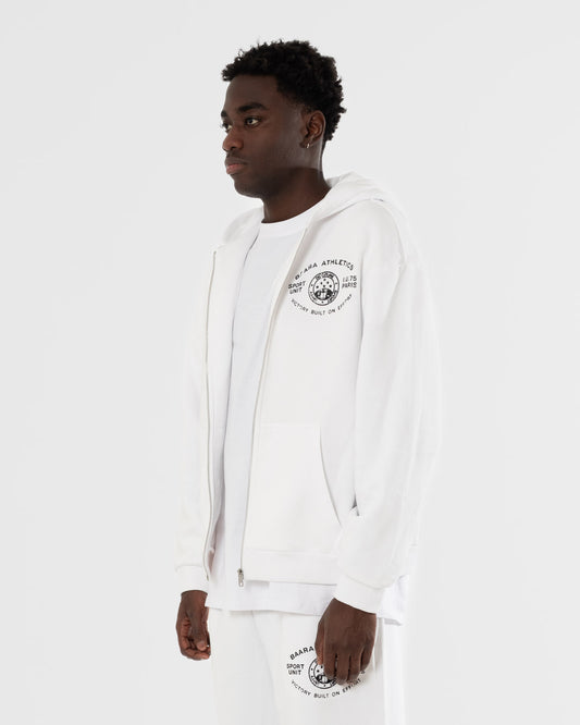 BAARA ATHLETICS SS26 - WHITE ZIP HOODIE