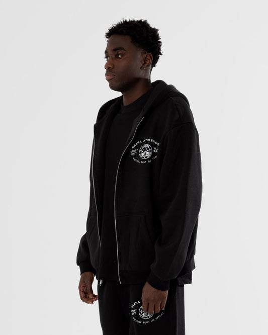 BAARA ATHLETICS SS26 - BLACK ZIP HOODIE