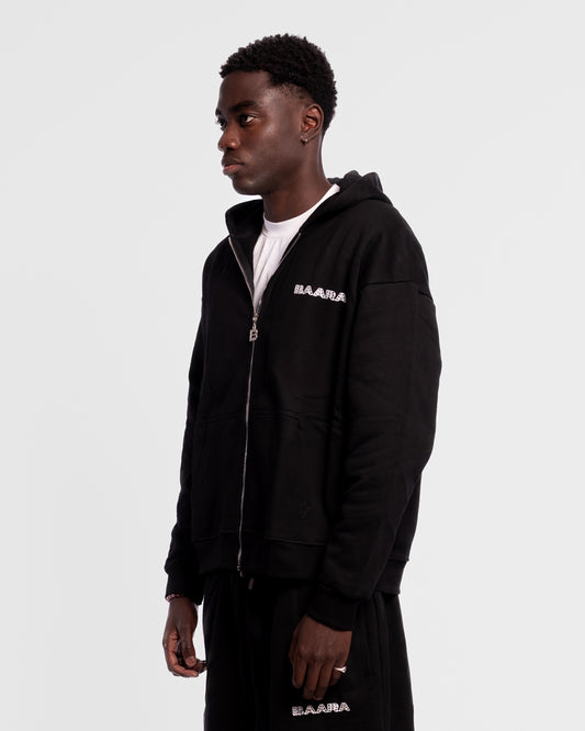 BAARA FW25 - BLACK ZIPPER RHINESTONE HOODIE
