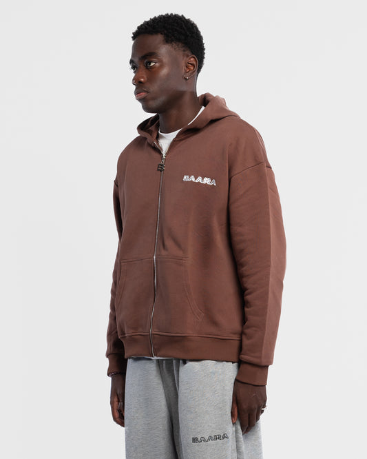 BAARA FW25 - BROWN ZIPPER RHINESTONE HOODIE