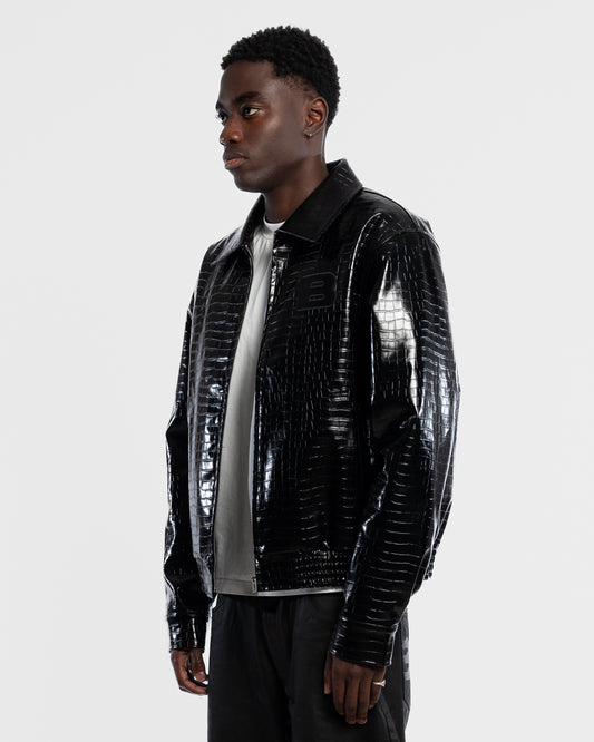 BAARA FW25 - BLACK CROCODILE LEATHER JACKET