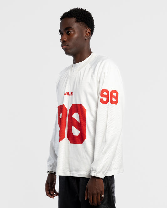 BAARA FW25 - WHITE LONGSLEEVE MESH JERSEY