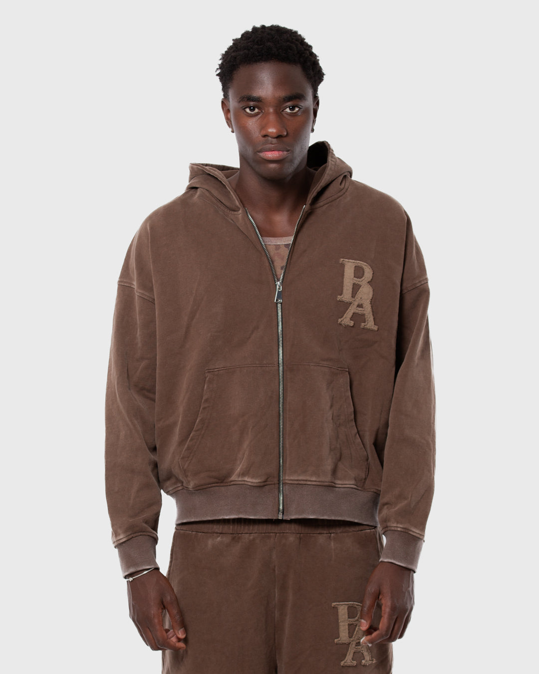2. BAARA SS26 -  BROWN ZIP SWEAT-SHIRT
