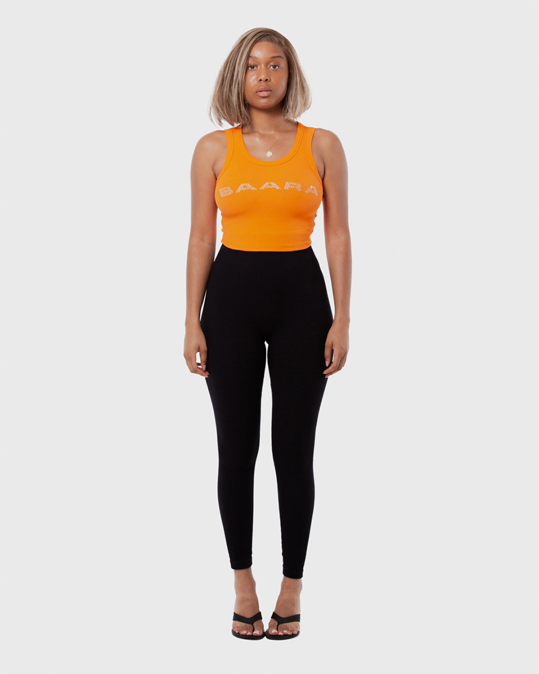 6. BAARA SS26 - ORANGE RHINESTONE TANK TOP