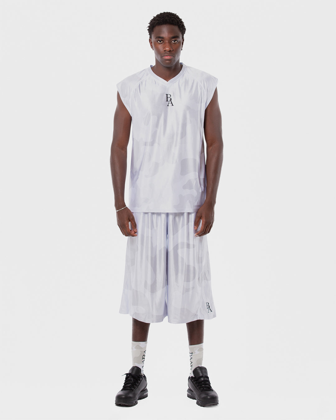1. BAARA SS26 -  WHITE CAMO STREETBALL SHORT