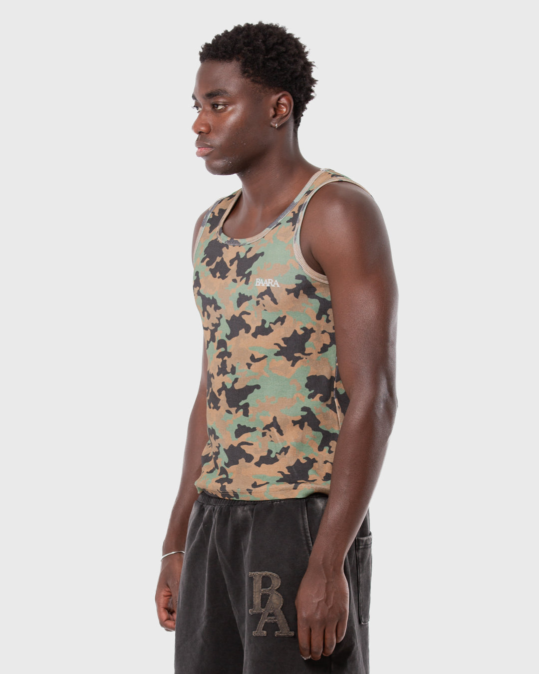 5. BAARA SS26 -  GREEN CAMO TANK TOP