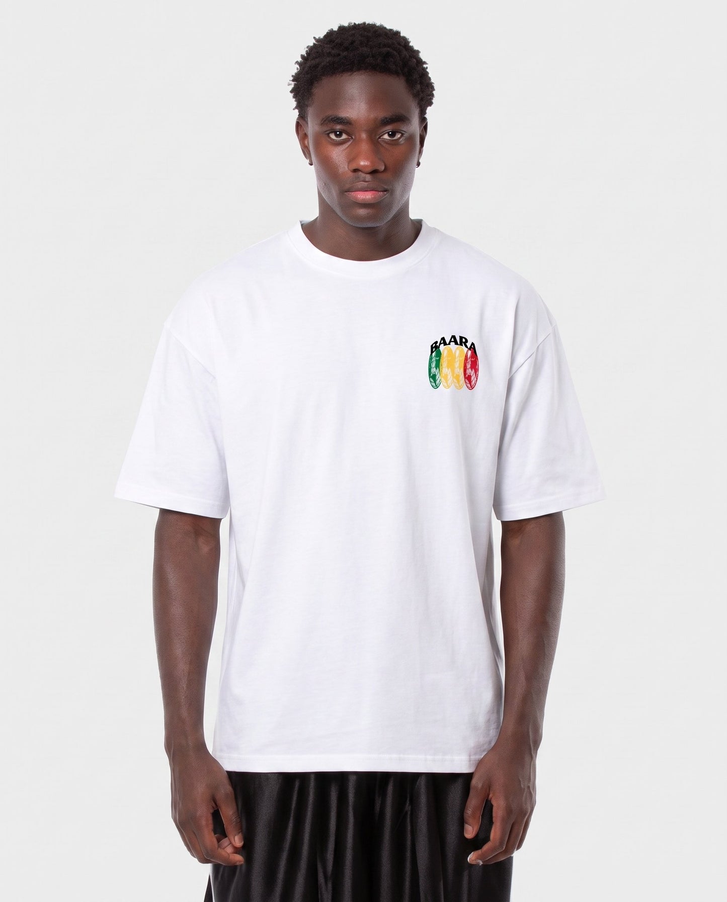 4. BAARA SS26 -  WHITE GLOBE T-SHIRT